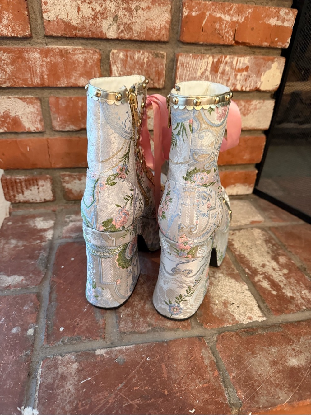 Sugar Thrillz Floral Brocade Platform Boots- Dolls Kill Sz 9 - Picture 5 of 10